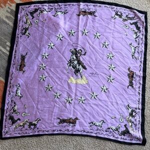 Purple Western Silk Scarf with Cowboy Design